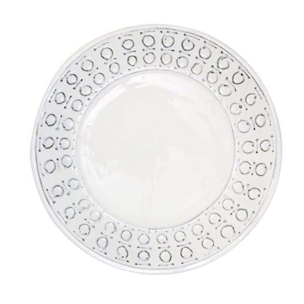 Vietri Forte Multi Dot Salad Plate White Set of 4